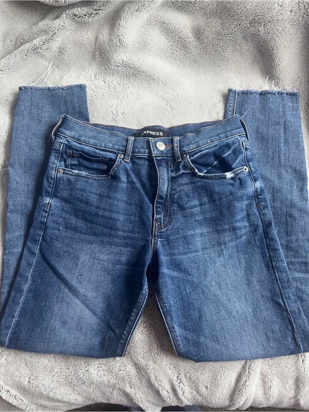 Express Women's Dark Blue Straight Leg Jeans